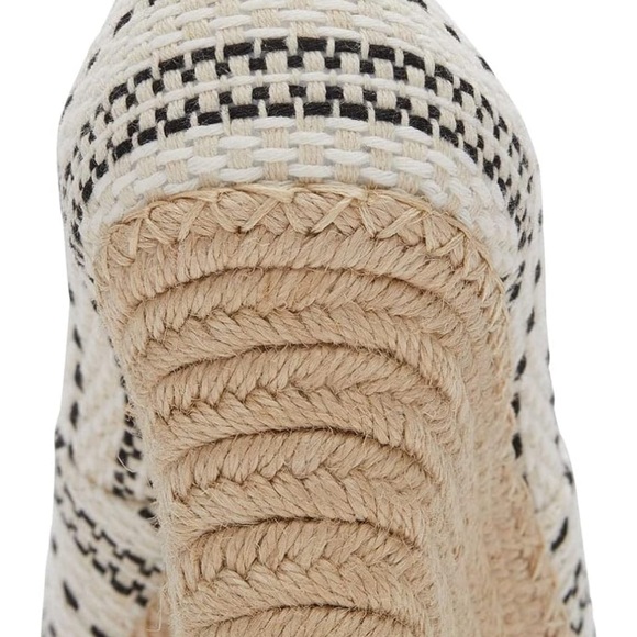 Toms Womens Michelle Espadrille Creme & Black Wedge Sandals Sz 9 Woven Pattern - Picture 4 of 6